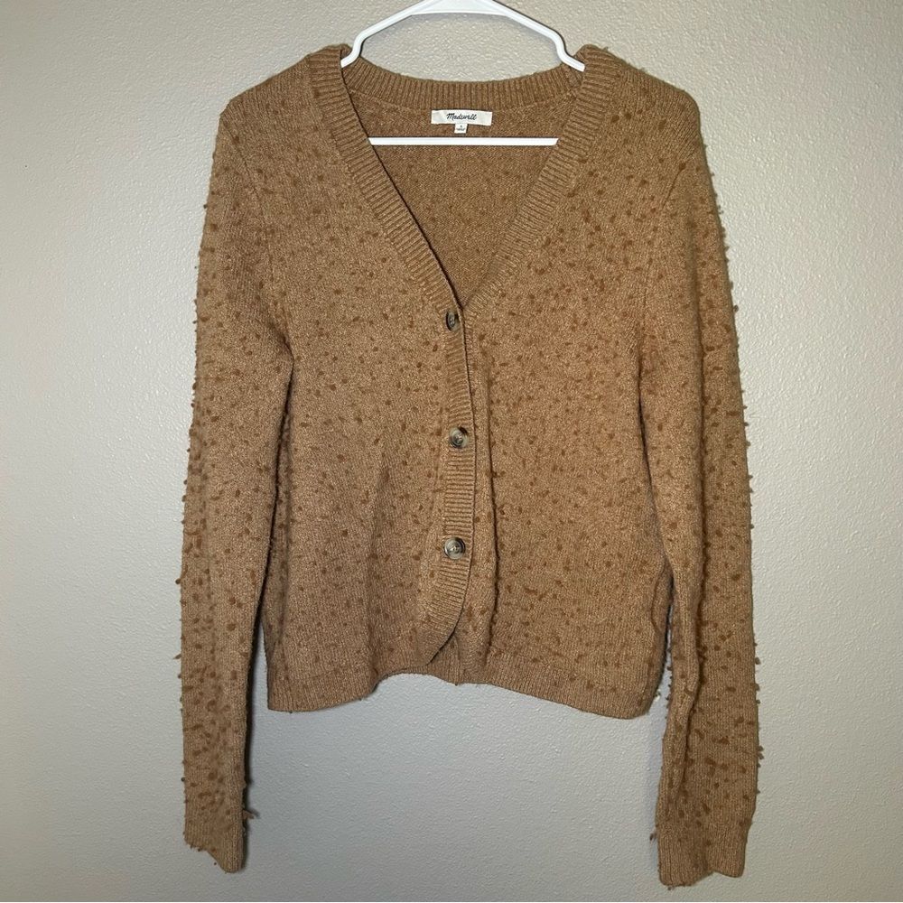 Madewell Brown Textured Cotton Wool Blend Knit Cardigan Sweater Women Size Large